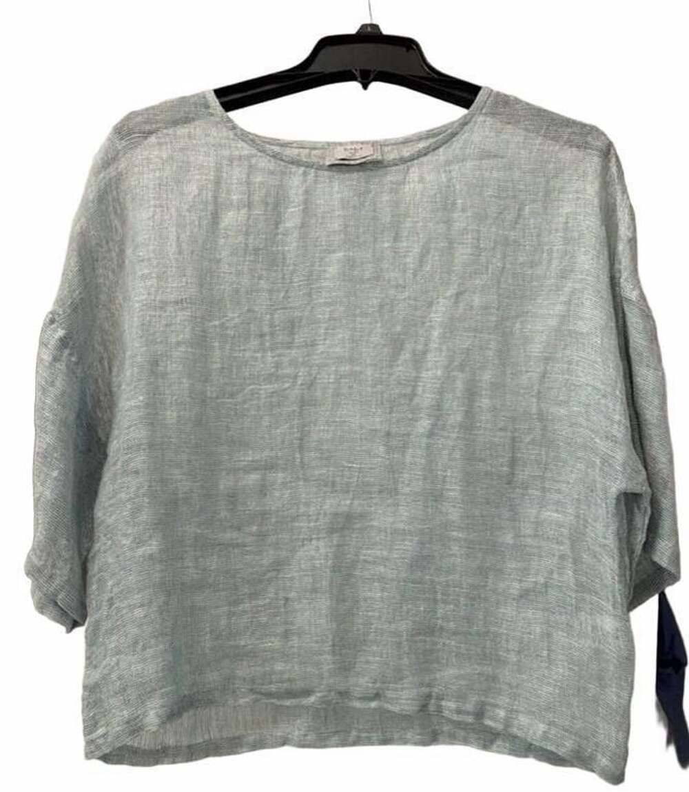 Chalet et Ceci Linen Top Size XS Blue Lightweight Boatneck